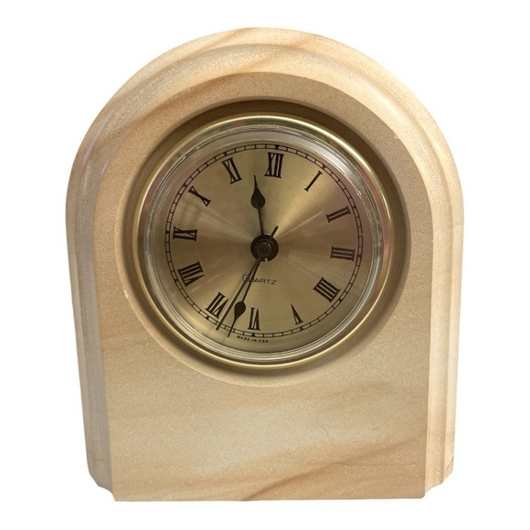 Medium Genuine Marble Desk Clock with Brass Case T.P. - Picture 1 of 9